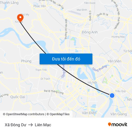 Xã Đông Dư to Liên Mạc map