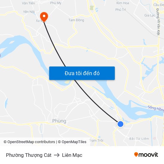 Phường Thượng Cát to Liên Mạc map