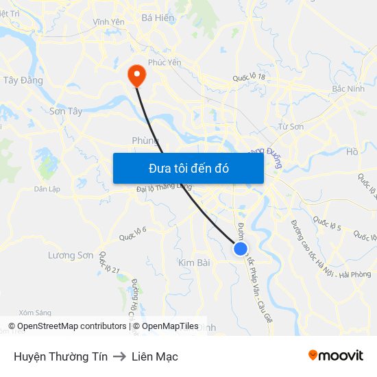 Huyện Thường Tín to Liên Mạc map