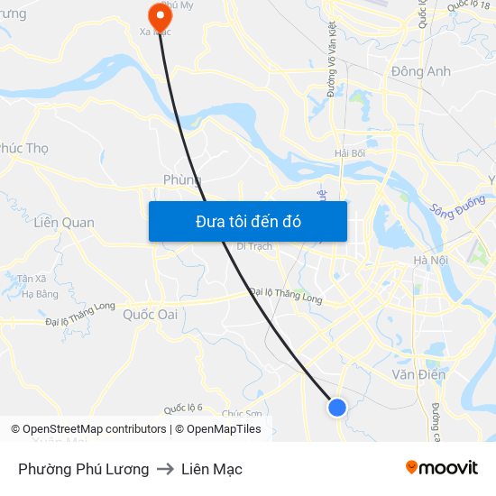 Phường Phú Lương to Liên Mạc map