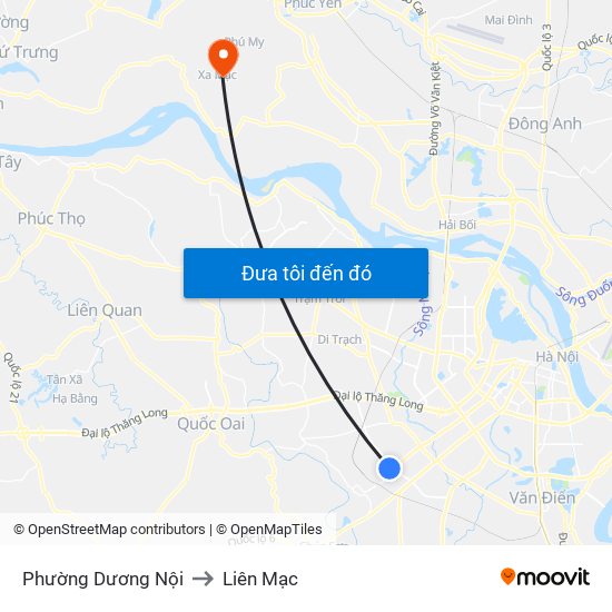 Phường Dương Nội to Liên Mạc map
