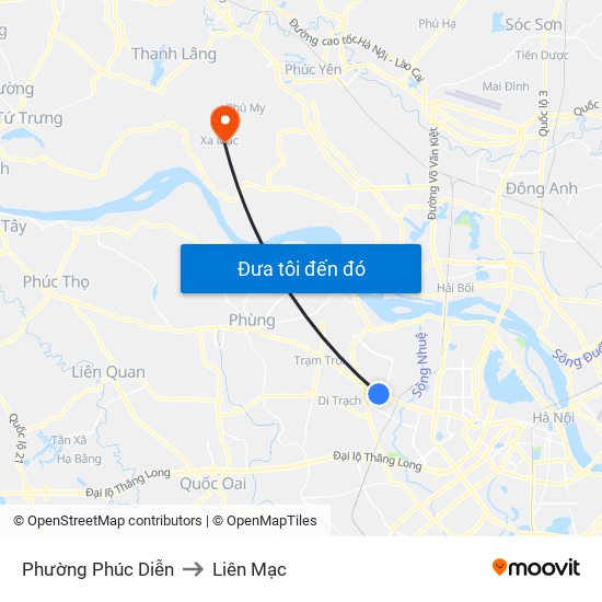 Phường Phúc Diễn to Liên Mạc map