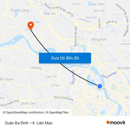 Quận Ba Đình to Liên Mạc map