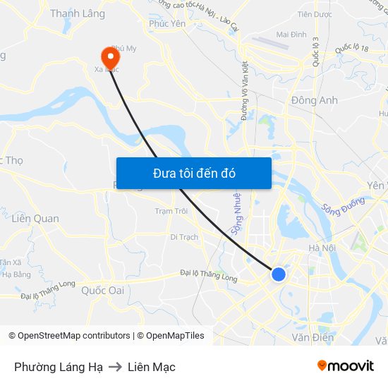 Phường Láng Hạ to Liên Mạc map