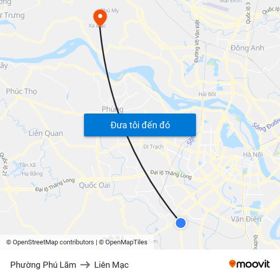 Phường Phú Lãm to Liên Mạc map