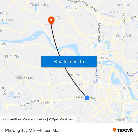 Phường Tây Mỗ to Liên Mạc map