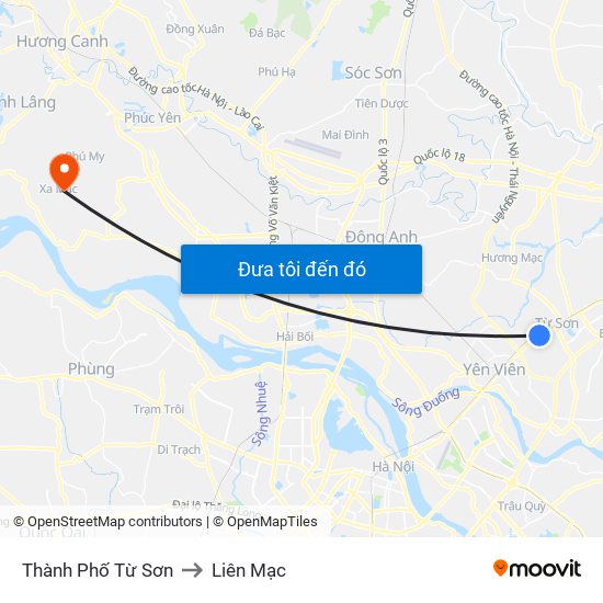 Thành Phố Từ Sơn to Liên Mạc map