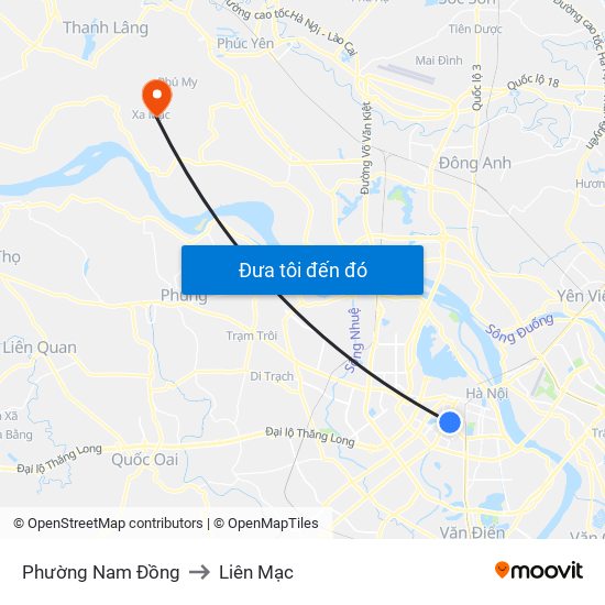 Phường Nam Đồng to Liên Mạc map