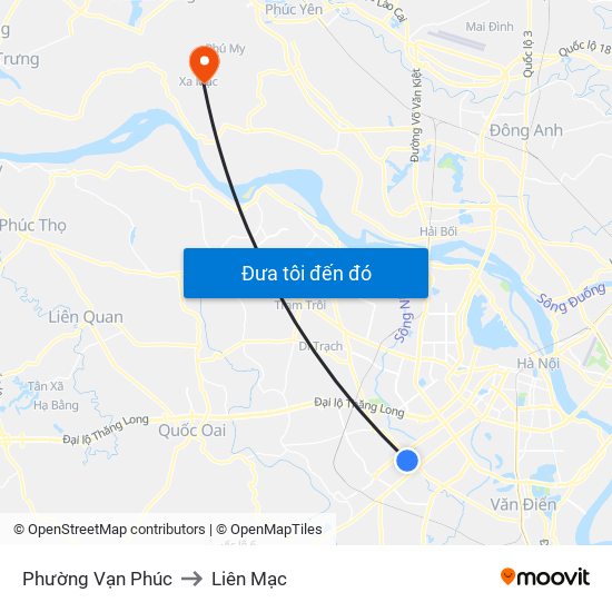 Phường Vạn Phúc to Liên Mạc map