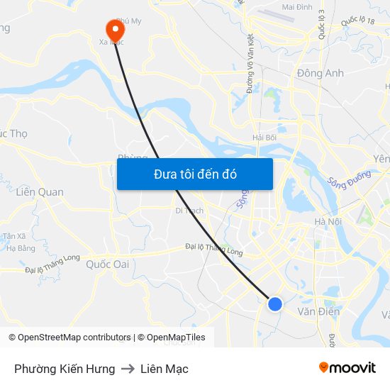 Phường Kiến Hưng to Liên Mạc map