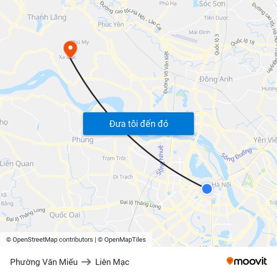 Phường Văn Miếu to Liên Mạc map