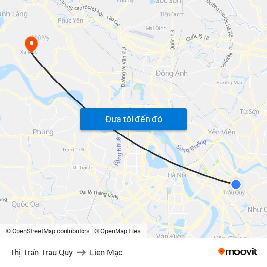 Thị Trấn Trâu Quỳ to Liên Mạc map