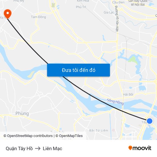 Quận Tây Hồ to Liên Mạc map