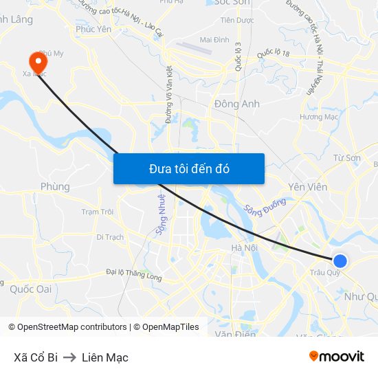 Xã Cổ Bi to Liên Mạc map