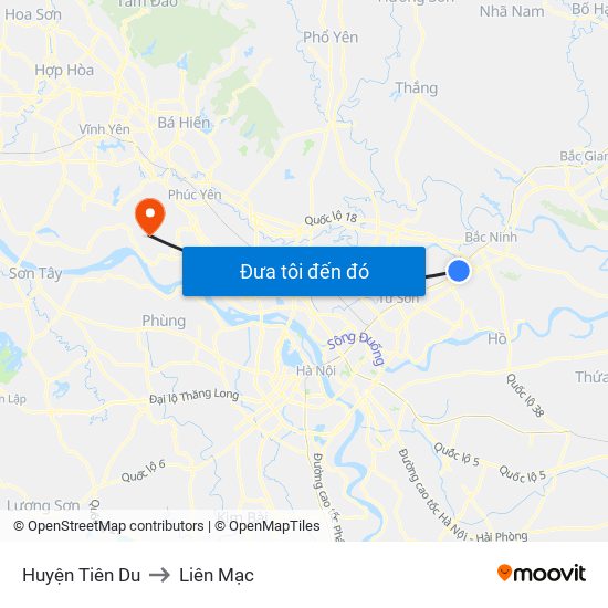 Huyện Tiên Du to Liên Mạc map