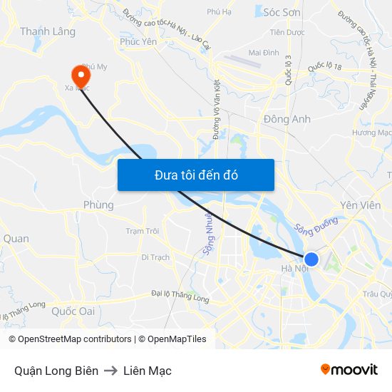 Quận Long Biên to Liên Mạc map