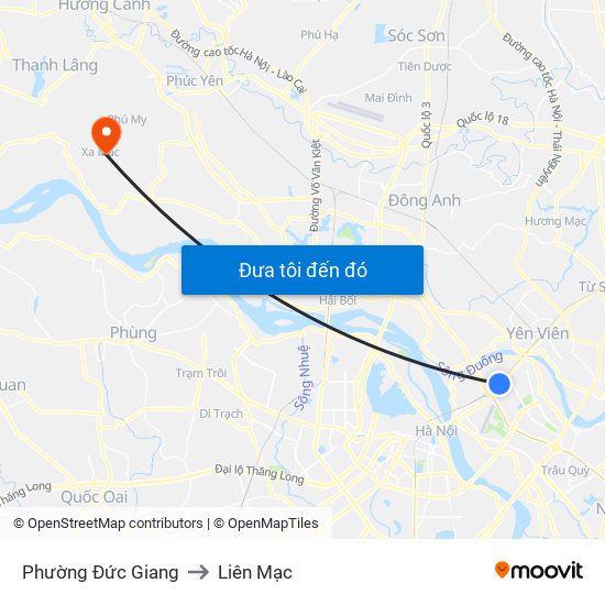 Phường Đức Giang to Liên Mạc map