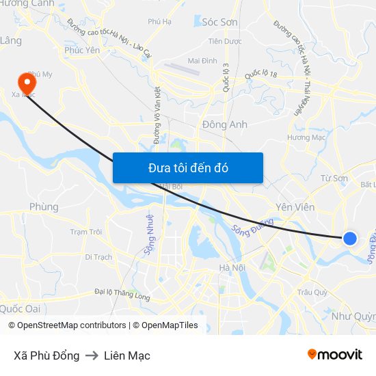 Xã Phù Đổng to Liên Mạc map