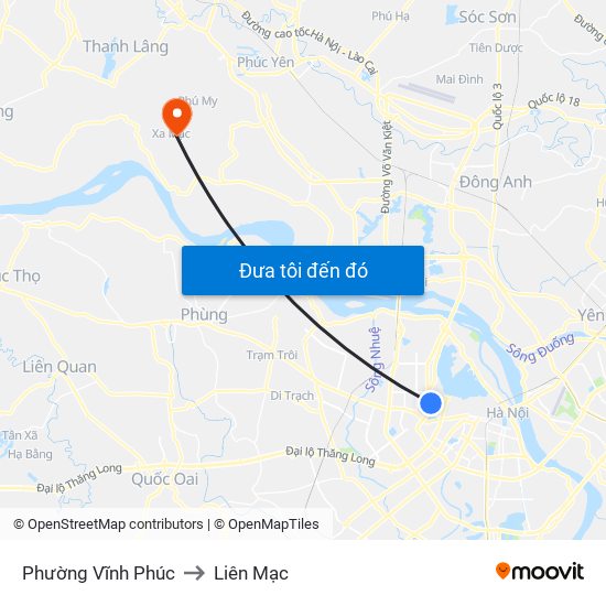 Phường Vĩnh Phúc to Liên Mạc map