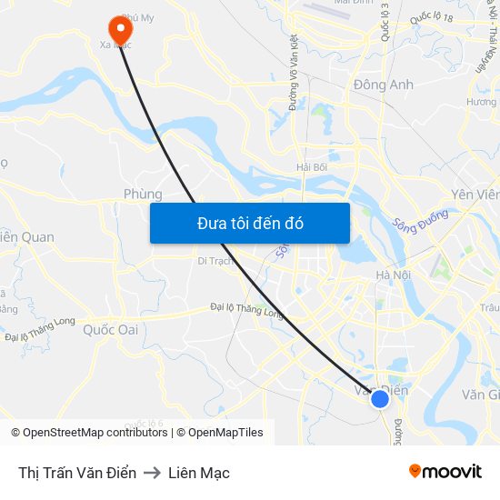 Thị Trấn Văn Điển to Liên Mạc map