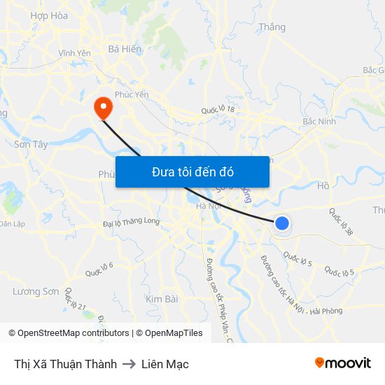 Thị Xã Thuận Thành to Liên Mạc map