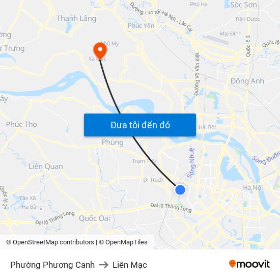 Phường Phương Canh to Liên Mạc map