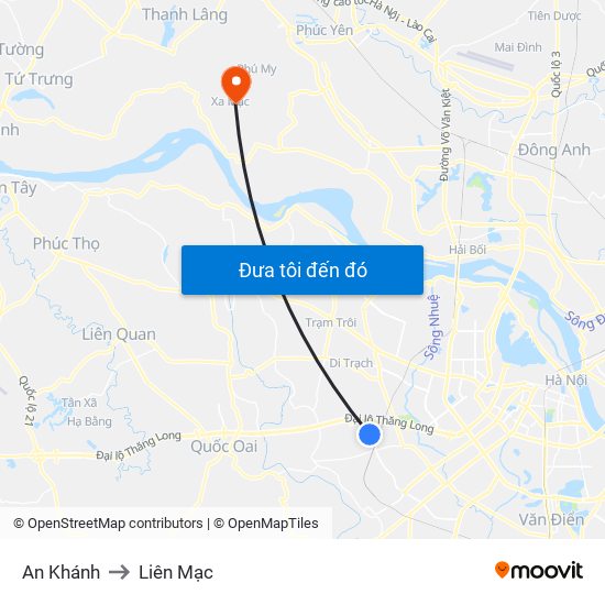 An Khánh to Liên Mạc map