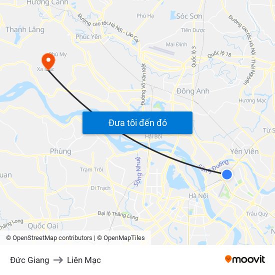 Đức Giang to Liên Mạc map