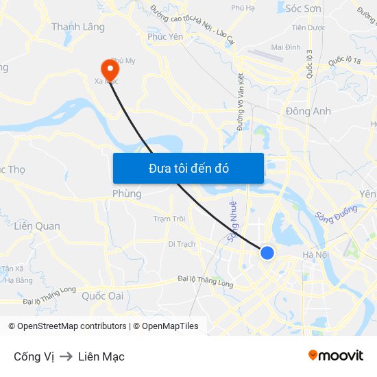 Cống Vị to Liên Mạc map