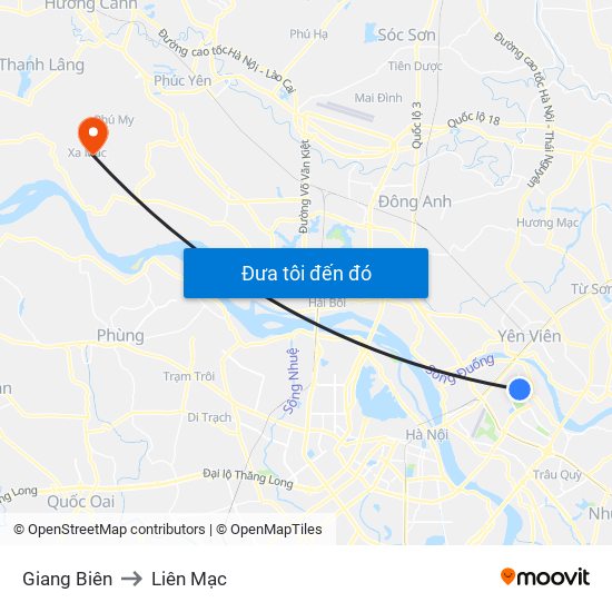 Giang Biên to Liên Mạc map