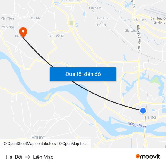 Hải Bối to Liên Mạc map