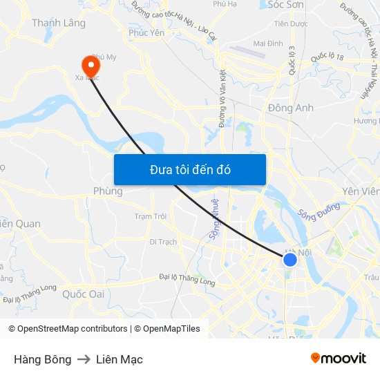 Hàng Bông to Liên Mạc map