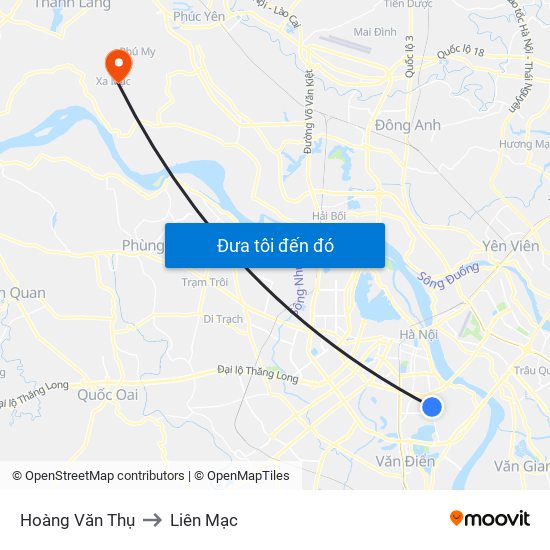 Hoàng Văn Thụ to Liên Mạc map