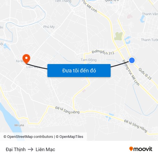 Đại Thịnh to Liên Mạc map