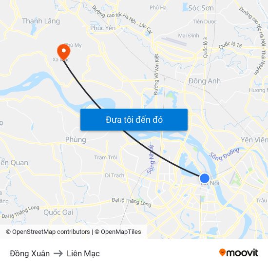 Đồng Xuân to Liên Mạc map