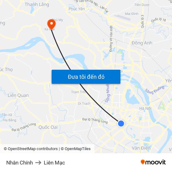 Nhân Chính to Liên Mạc map