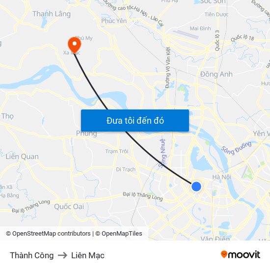 Thành Công to Liên Mạc map