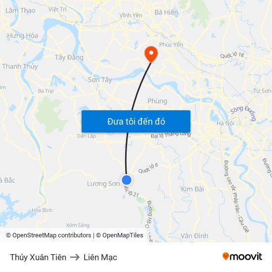 Thủy Xuân Tiên to Liên Mạc map