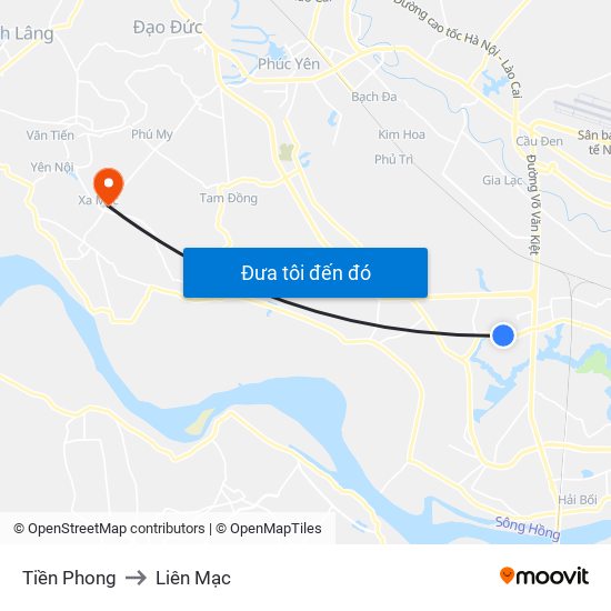 Tiền Phong to Liên Mạc map