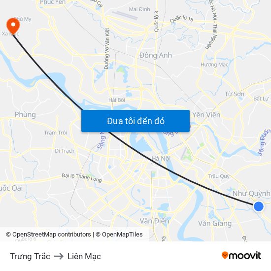 Trưng Trắc to Liên Mạc map