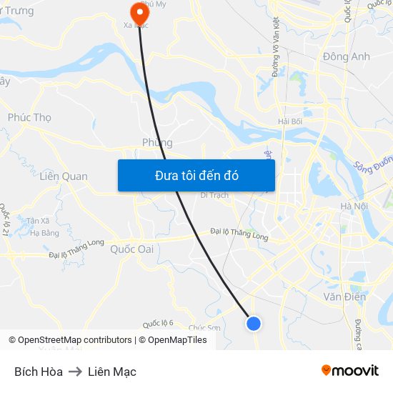 Bích Hòa to Liên Mạc map