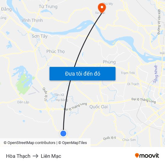 Hòa Thạch to Liên Mạc map