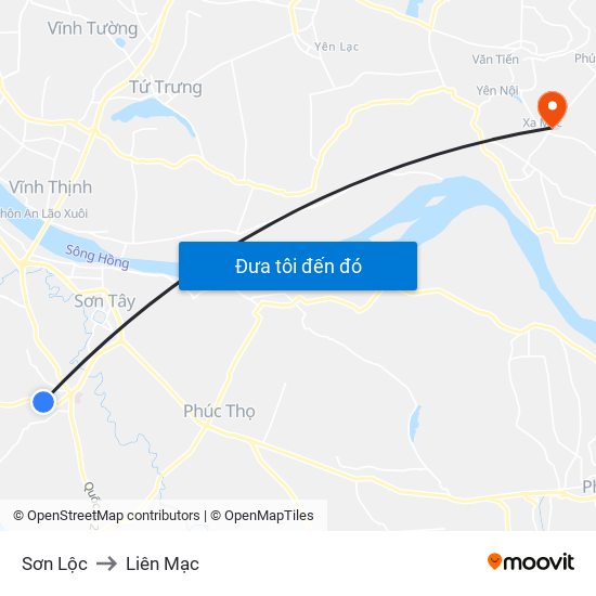 Sơn Lộc to Liên Mạc map