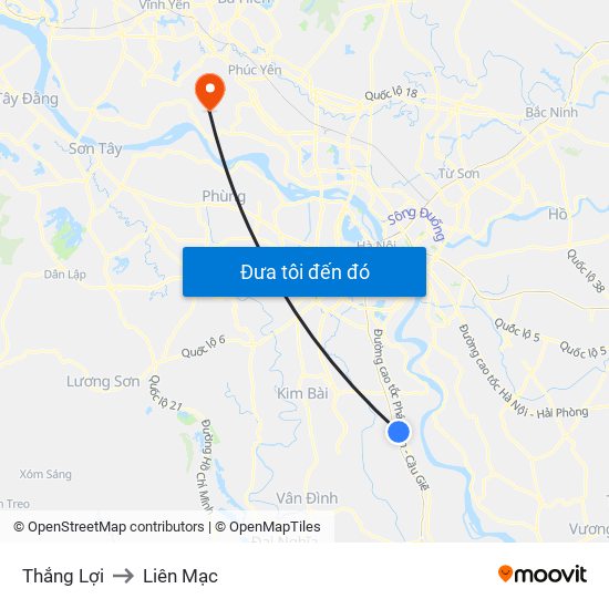 Thắng Lợi to Liên Mạc map