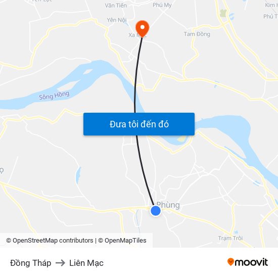 Đồng Tháp to Liên Mạc map