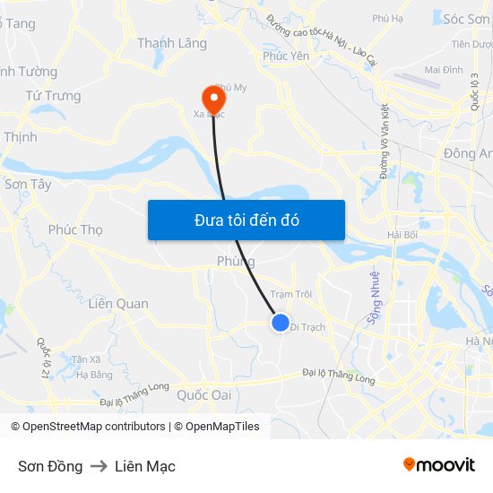 Sơn Đồng to Liên Mạc map