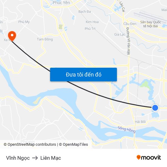 Vĩnh Ngọc to Liên Mạc map