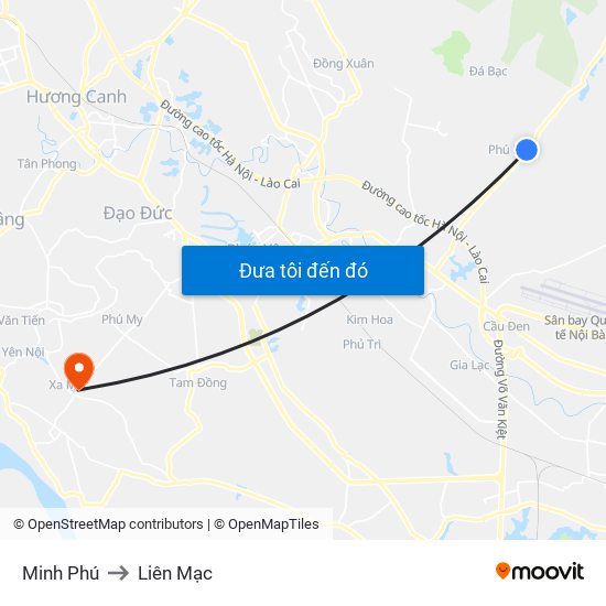 Minh Phú to Liên Mạc map