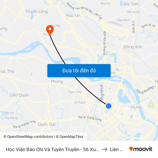 Học Viện Báo Chí Và Tuyên Truyền - 36 Xuân Thủy to Liên Mạc map