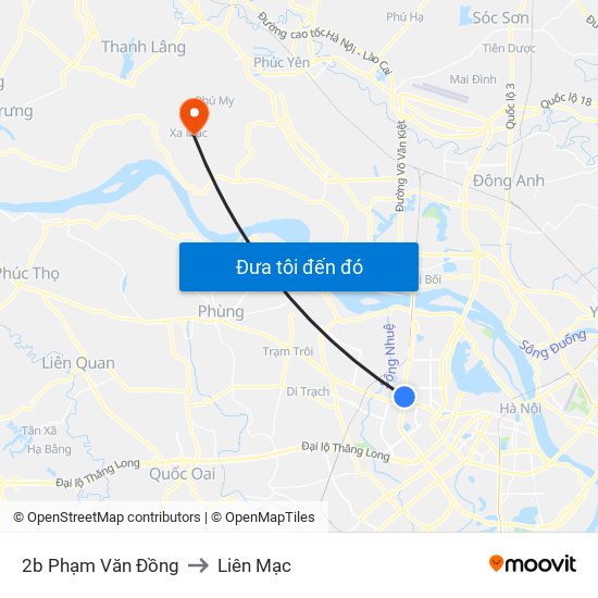 2b Phạm Văn Đồng to Liên Mạc map